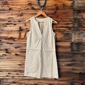 MICHAEL KORS | Tan Eyelet Sleeveless Shift Dress 6